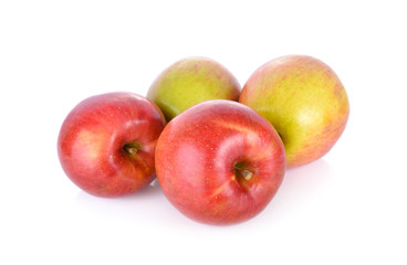 fresh apple with stem on white background