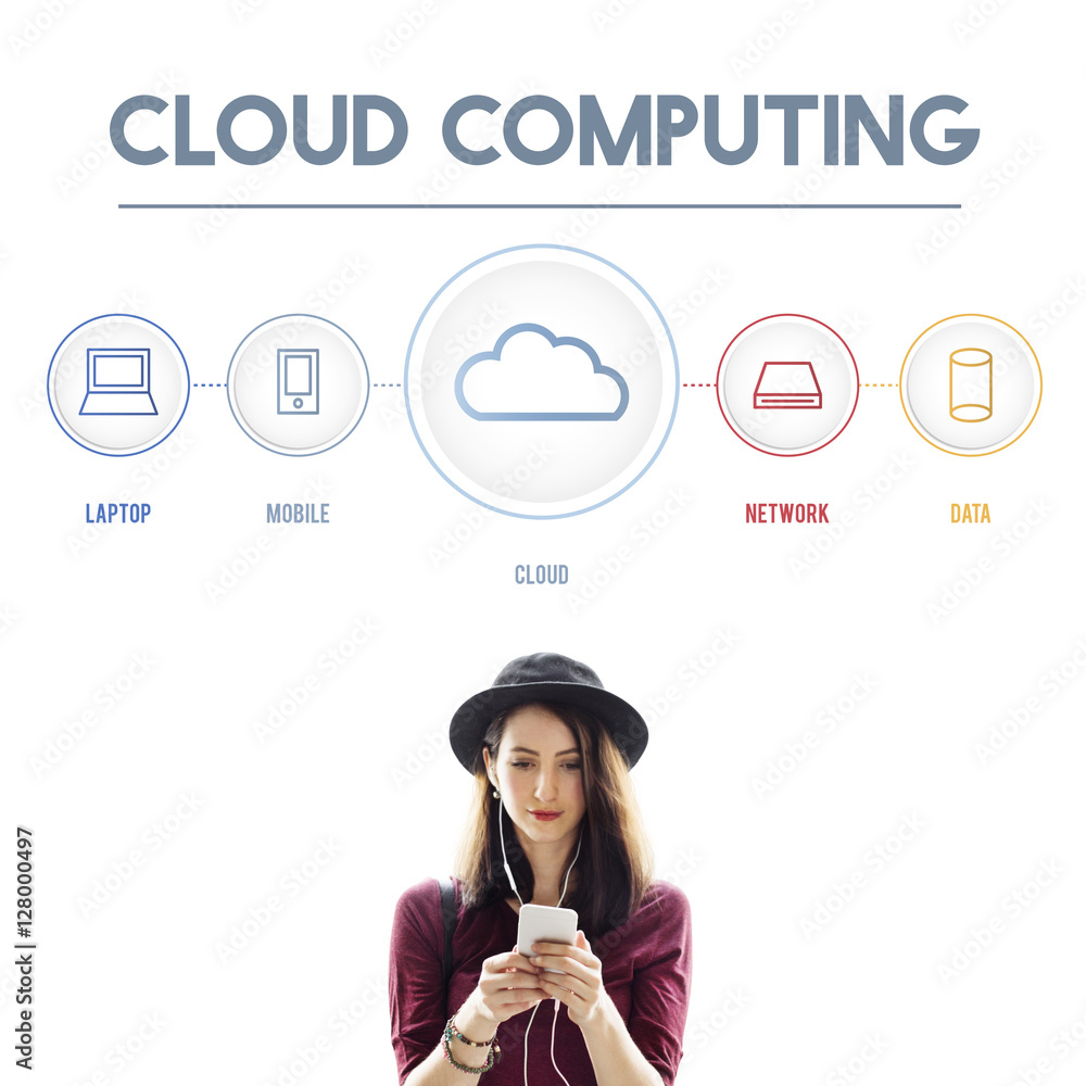 Poster cloud computing data digital storage graphic concept