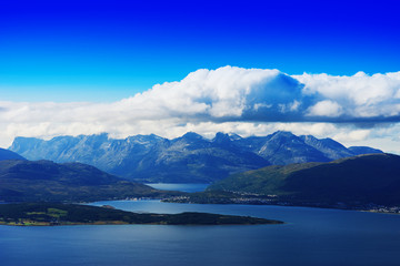 Obraz na płótnie Canvas Norway fjord channels landscape background