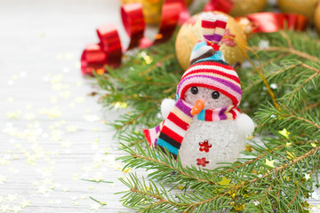 Рождественские украшения снеговик и шары