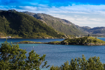 Fototapeta na wymiar Norway northern islands landscape background
