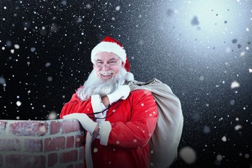 Composite image of portrait of santa claus with eyeglasses carry