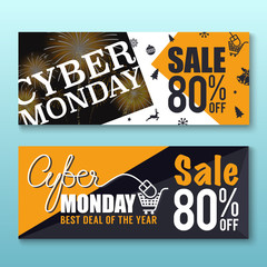 Cyber Monday Sale Banner Background for Good Deal Promotion. Cyber Monday Tags and Label Design.Vector illustration