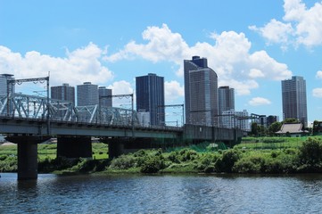 Naklejka premium 多摩川からの風景