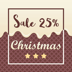 Christmas sale banner with wafer and creamy design. Vector illustration.