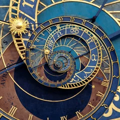 Vitrage gordijnen Artistiek monument Abstract historical medieval astronomical clock