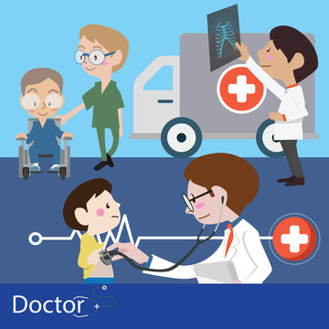 Doctors and staff illustration vector