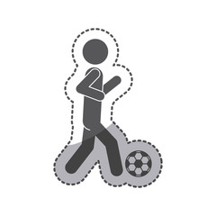 Obraz premium Pictogram practice soccer icon. Sport hobby people person and human theme. Isolated design. Vector illustration