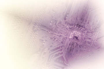 Closeup of computer micro circuit board