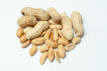 Peanuts on a white background
