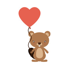 Beaver cartoon in love icon. Animal cute adorable creature and friendly theme. Isolated design. Vector illustration