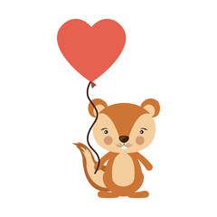 Squirrel cartoon in love icon. Animal cute adorable creature and friendly theme. Isolated design. Vector illustration