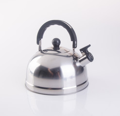 kettle or stainless steel kettle on background.