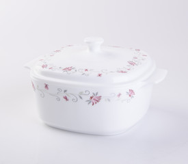 pot or ceramic food pot on a background.