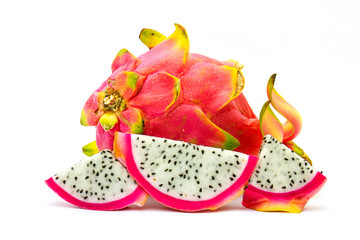 Dragon Fruit isolated against white background.