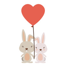 Rabbit cartoon in love icon. Animal cute adorable creature and friendly theme. Isolated design. Vector illustration