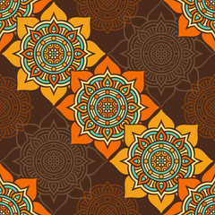 Ethnic floral seamless pattern