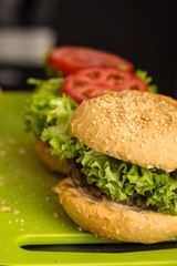 Closeup of home made burgers