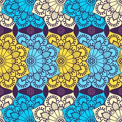 Poster Im Rahmen Ethnic floral seamless pattern © visnezh