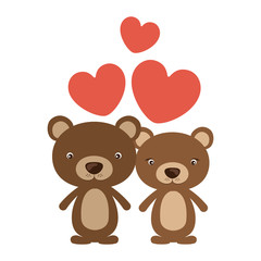 Fototapeta premium Bear cartoon in love icon. Animal cute adorable creature and friendly theme. Isolated design. Vector illustration