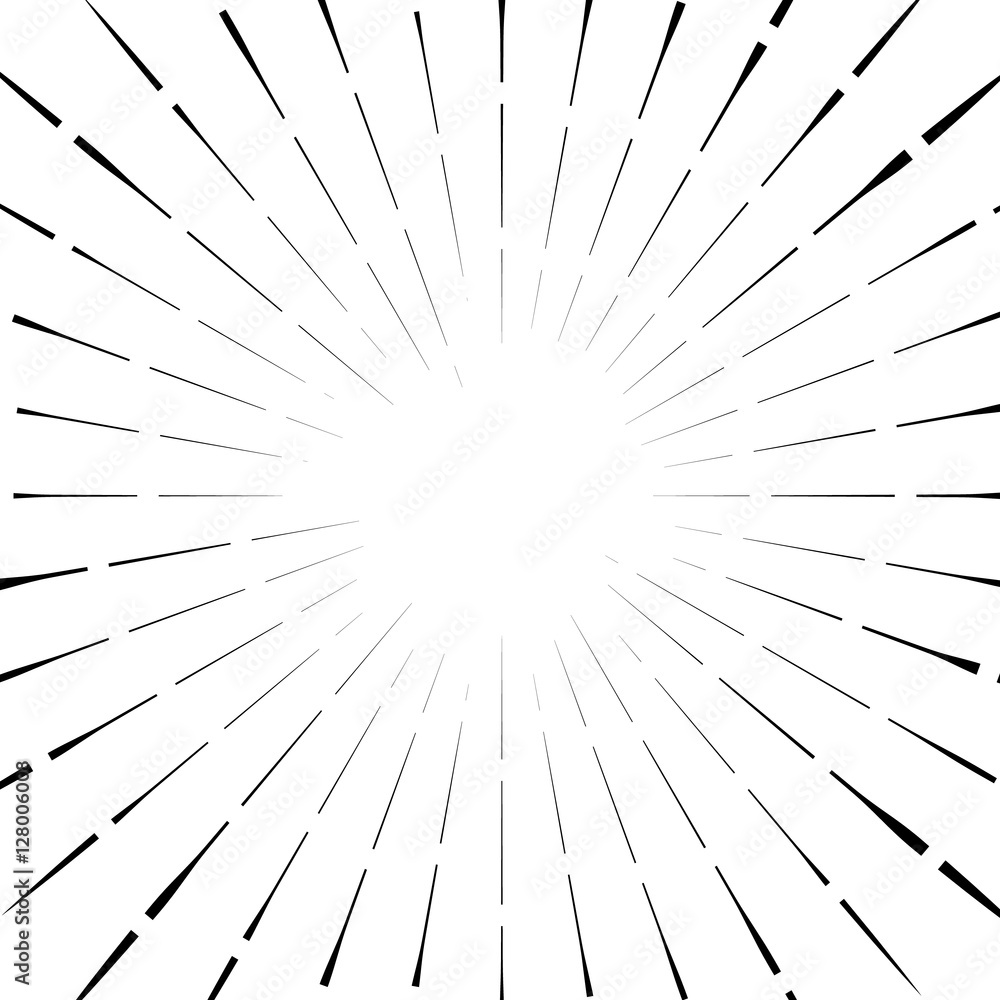 Poster abstract circular element, radial lines shape. geometric element