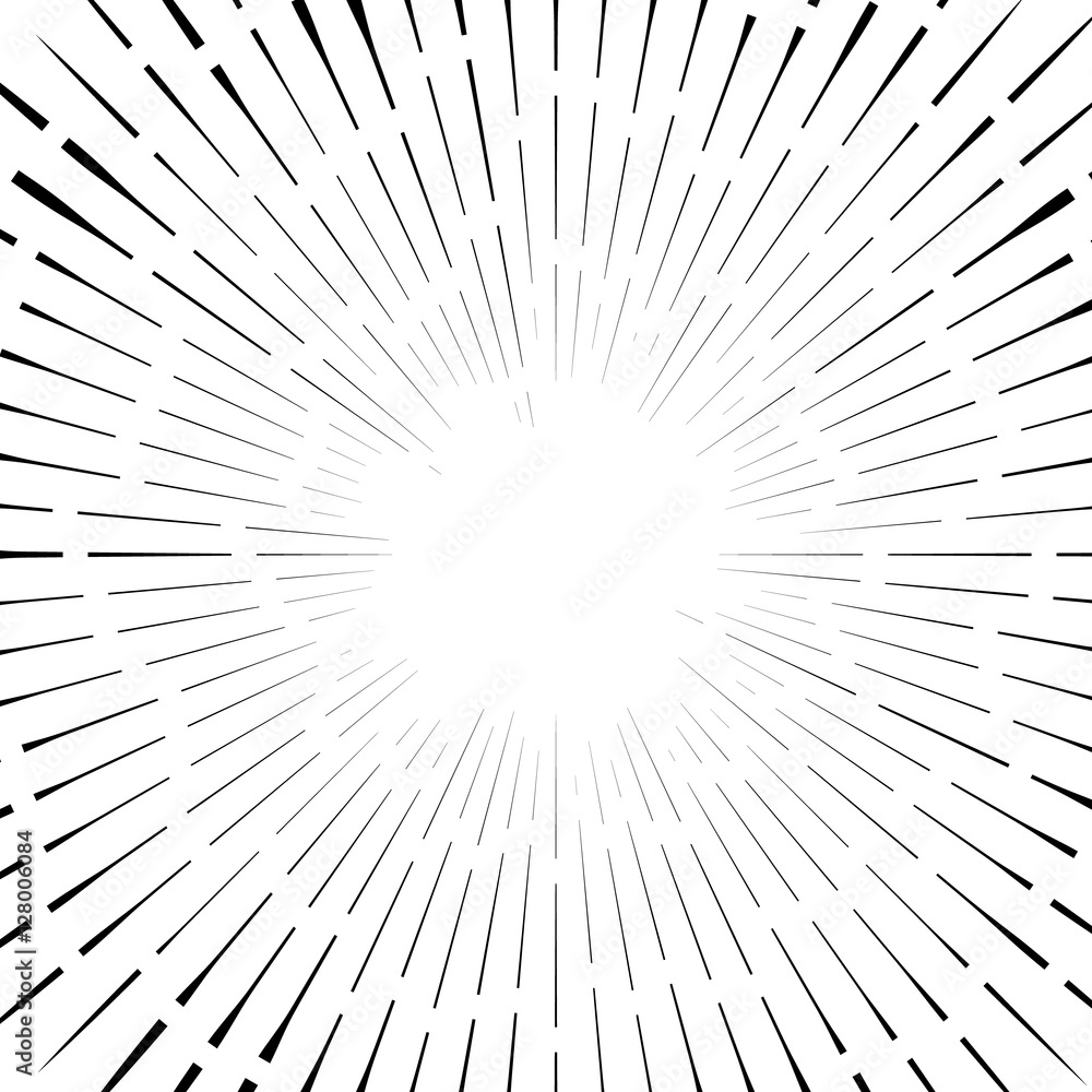 Poster abstract circular element, radial lines shape. geometric element
