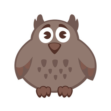 Owl funny cartoon character. Cute icon