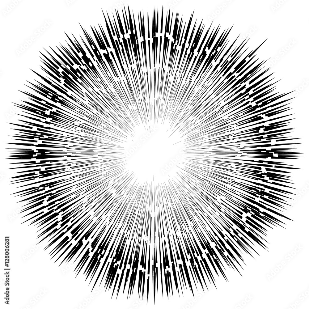Poster abstract circular element, radial lines shape. geometric element