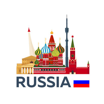 Travel to Russia, Moscow skyline. Kremlin. Vector illustration.