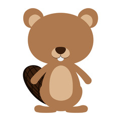Fototapeta premium Beaver cartoon icon. Animal cute adorable creature and friendly theme. Isolated design. Vector illustration