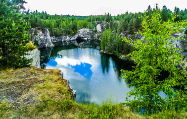 Mountain lake. Republic of Karelia. Mountain park 