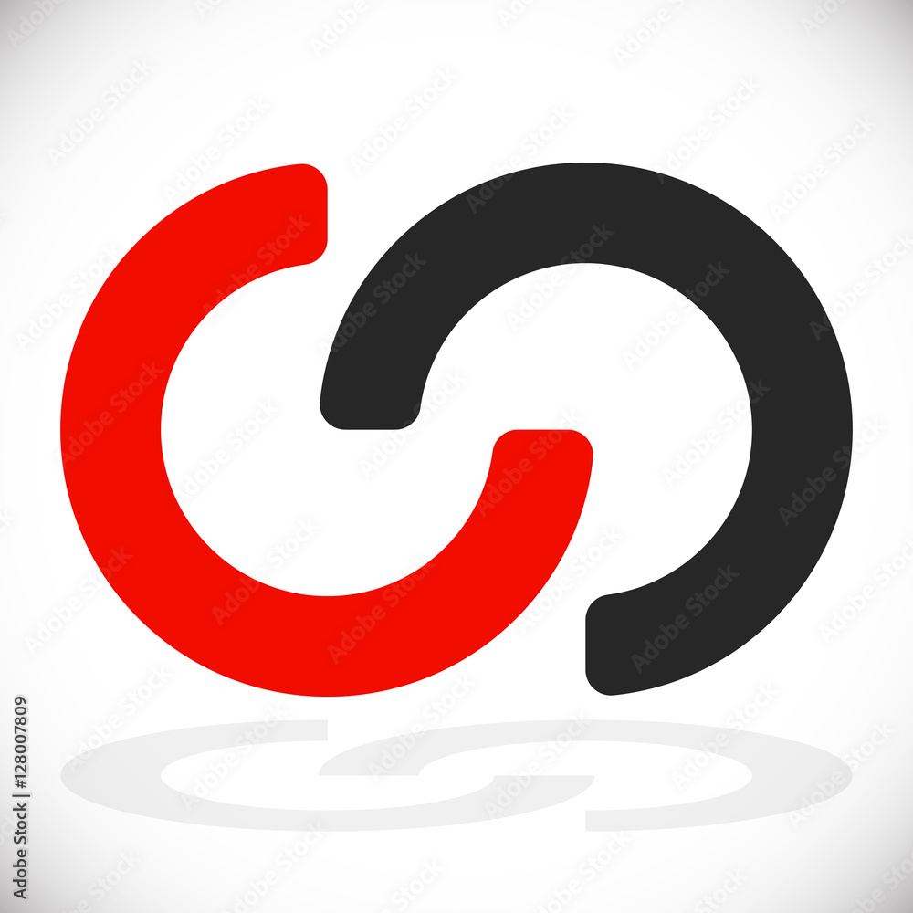 Poster interlocking circles, interlocking rings as abstract connection,