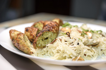 Chicken kabab with rice