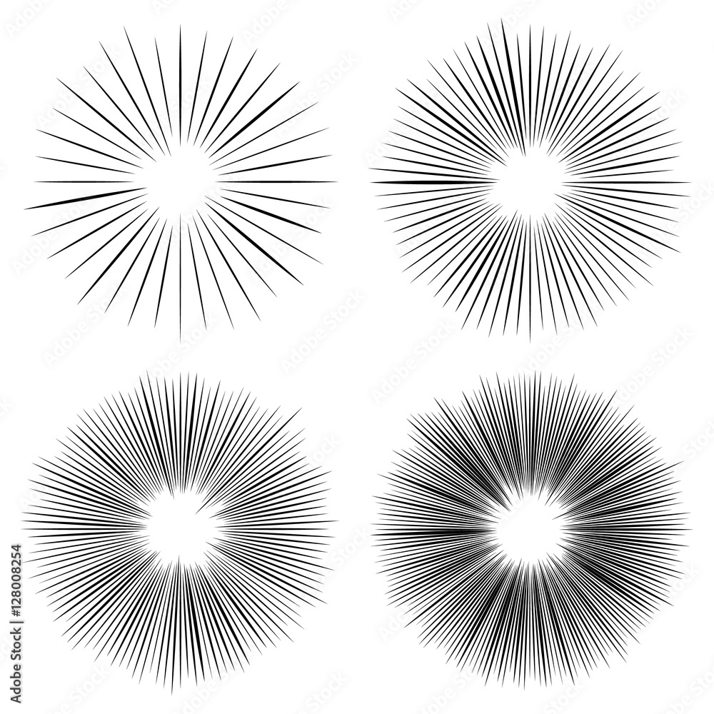 Poster abstract circular element, radial lines shape. geometric element