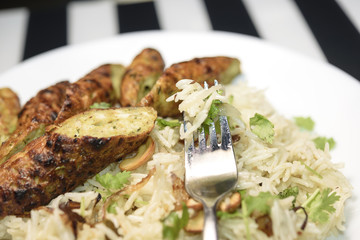Chicken kabab with rice