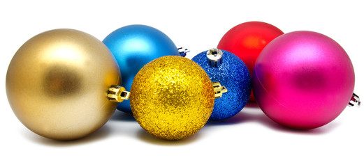 Collection of perfect colors christmas balls isolated