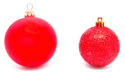 Perfec two red christmas balls isolated
