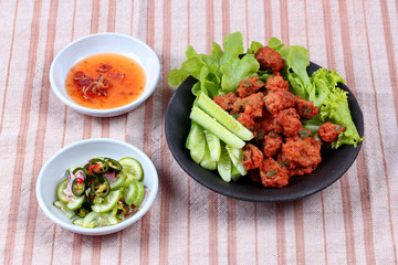 Thai food,Curried fish cake (Tod Mun Pla Krai)