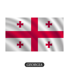 Waving Georgia flag on a white background. Vector illustration