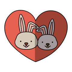Rabbit cartoon in love icon. Animal cute adorable creature and friendly theme. Isolated design. Vector illustration