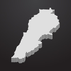 Lebanon map in gray on a black background 3d