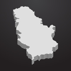 Serbia map in gray on a black background 3d