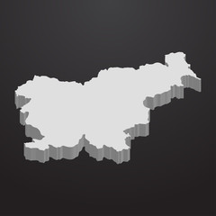 Slovenia map in gray on a black background 3d