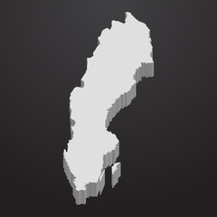 Obraz premium Sweden map in gray on a black background 3d
