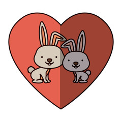 Rabbit cartoon in love icon. Animal cute adorable creature and friendly theme. Isolated design. Vector illustration