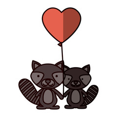 Raccoon cartoon in love icon. Animal cute adorable creature and friendly theme. Isolated design. Vector illustration