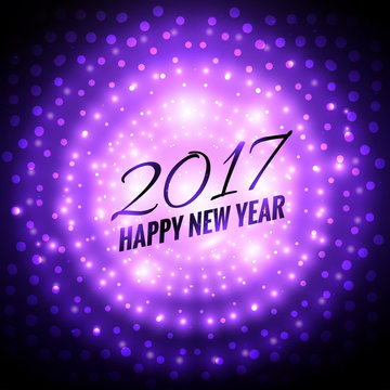 glowing 2017 party celebration background in purple color