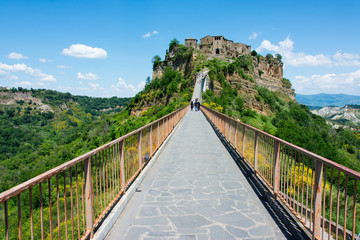 beautiful view on the famous dead town of Civita di Bagnoregio,