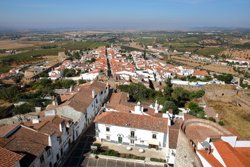 Fototapeta na wymiar ESTREMOZ, PORTUGAL: View of the Old Town from the Tower of the Three Crowns (Torre das Tres Coroas) 