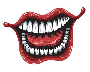 Illustration of smiling mouth patch isolated on white background - obrazy, fototapety, plakaty